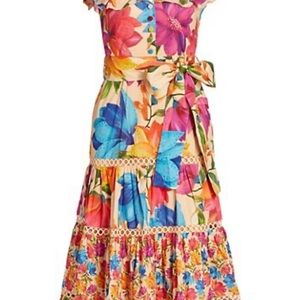 Farm Rio “Marys Garden Frilled Top Midi Dress”